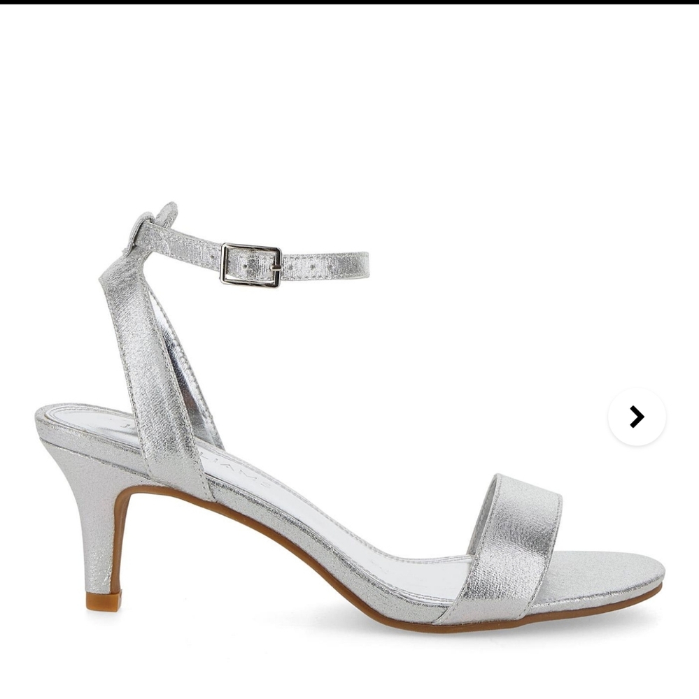 Silver strappy kitten heels